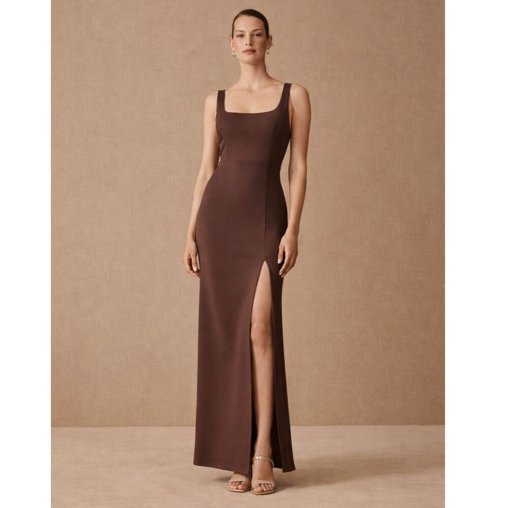 BHLDN Brown Maxi Dress with Thigh Slit